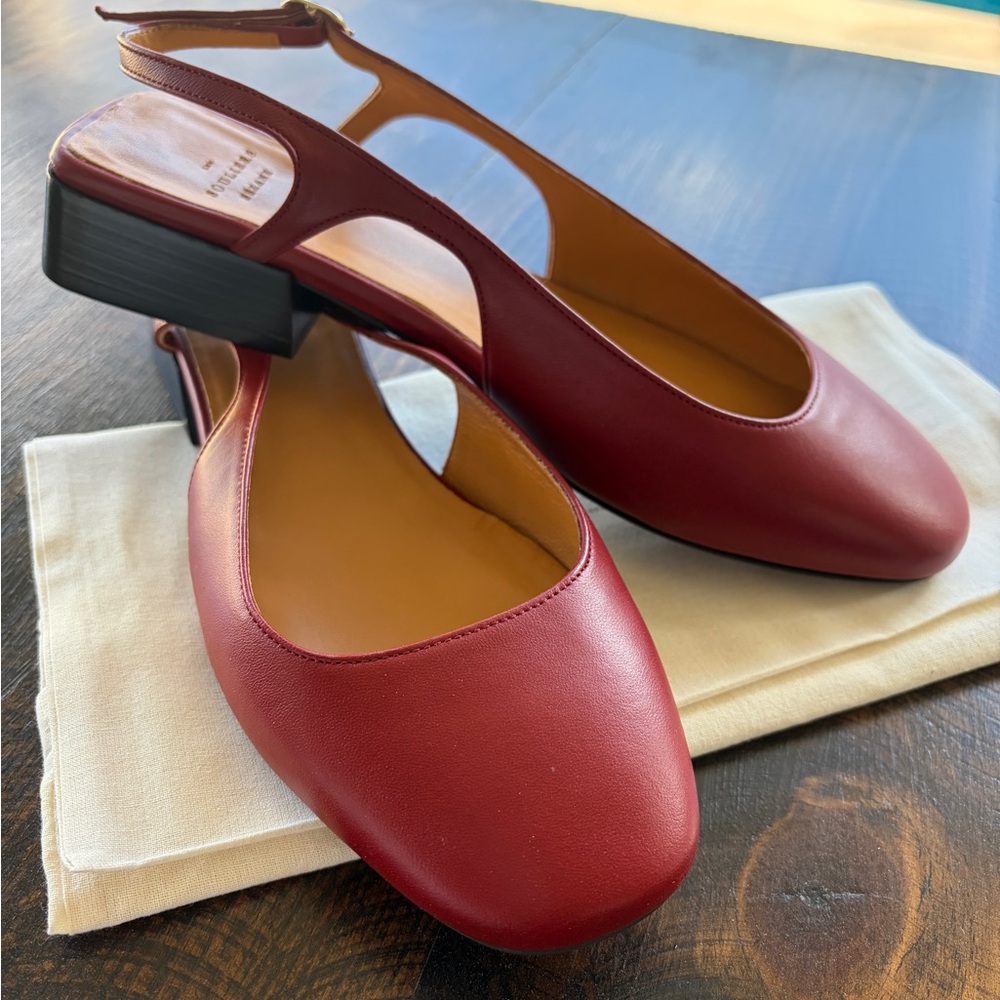Sezane Burgundy Slingback Flats